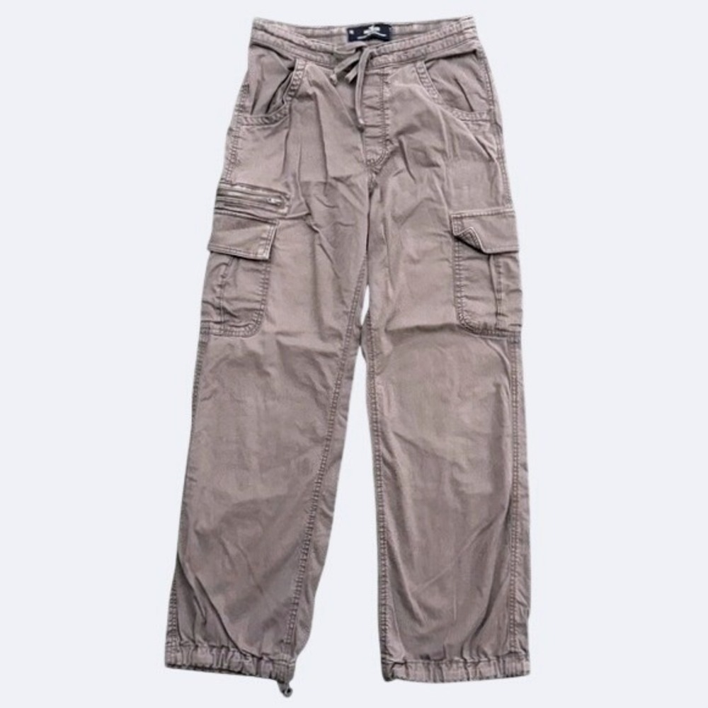 Hollister Womens XS Adjustable Rise Baggy Parachute Pants Gray Cargo Streetwear
